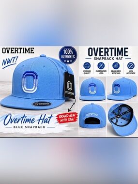 Overtime Embroidered O Snapback Hat - Light Blue